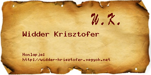 Widder Krisztofer névjegykártya